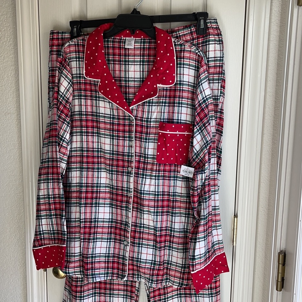 LIZ CLAIBORNE 2 PIECE FLANNEL PJ SET SZ XXL